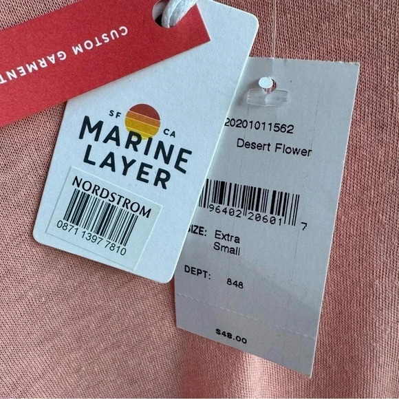 MARINE LAYER | NWT Hemp Cotton Oversized Tee Shirt | Orange Short Sleeve Top XS - Picture 6 of 8